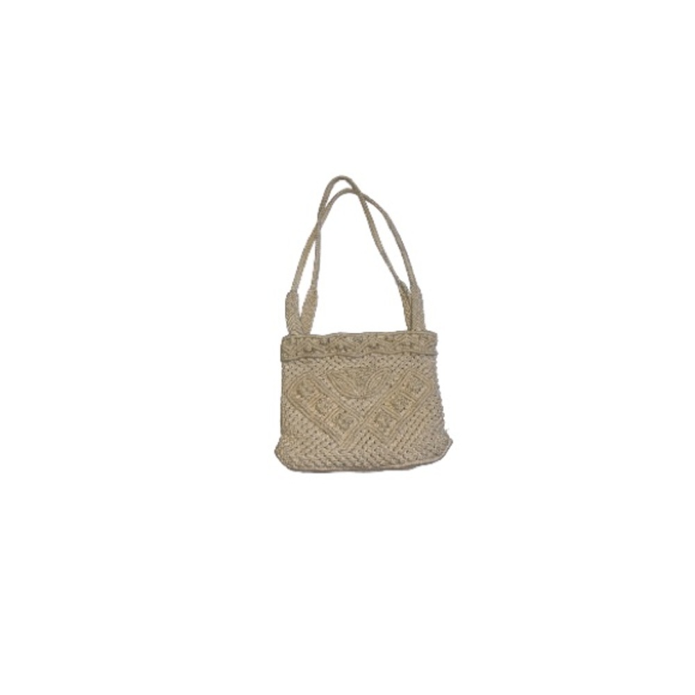 Vintage Handmade Boho Cream Crocheted Purse